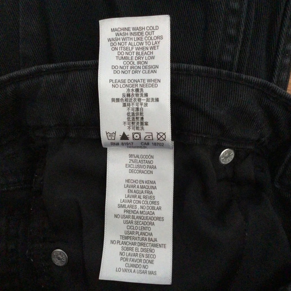 Levi’s 710 Super Skinny Black Distressed Denim Jeans - Size 12 - Picture 10 of 11